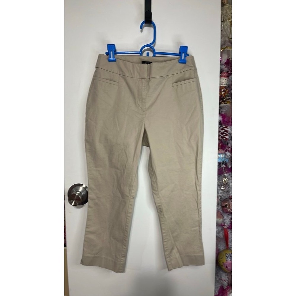 Ann Taylor Factory Cropped Trousers Women 6P Khaki Petite Cotton Blend Pants